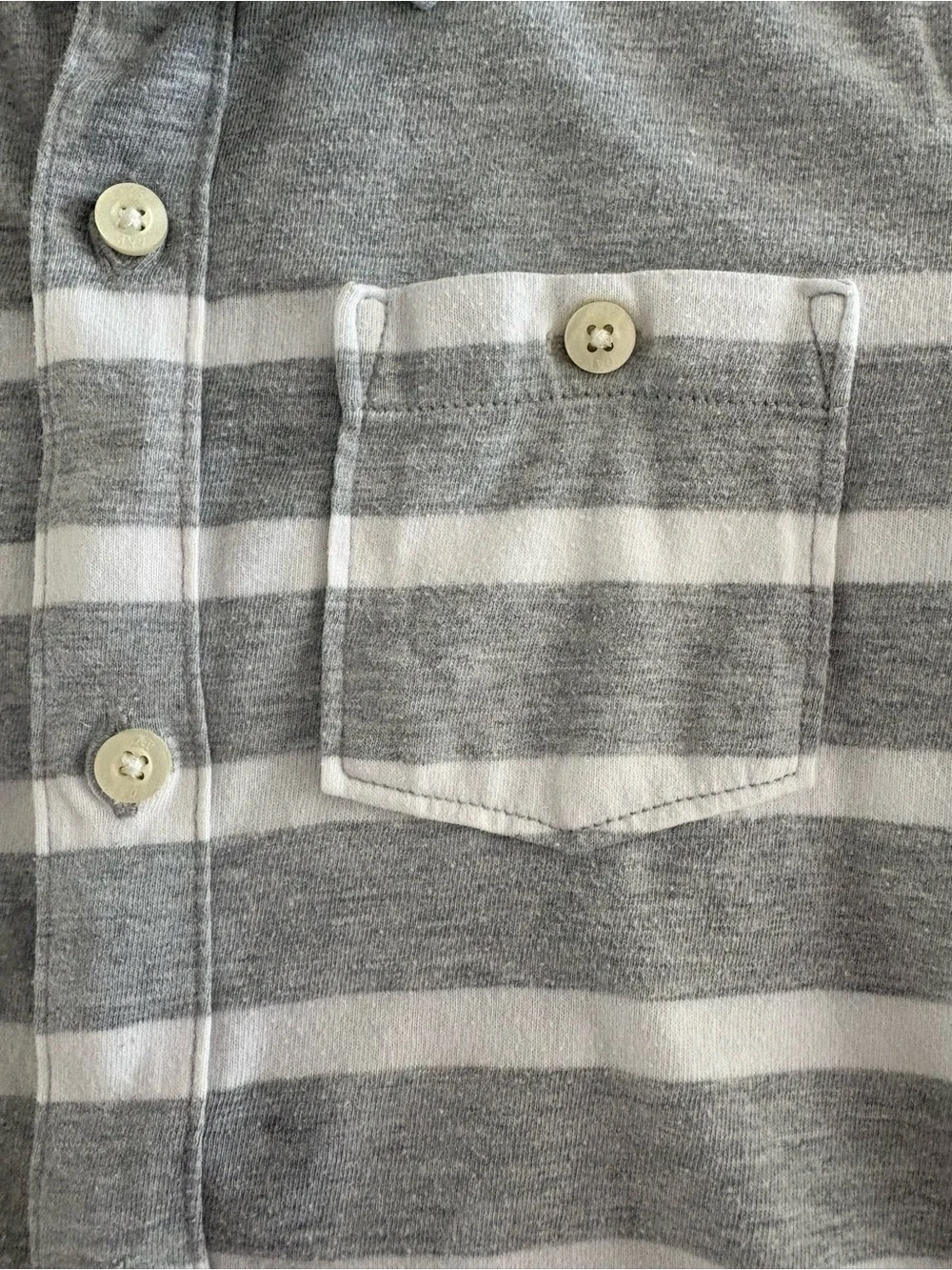 GAP Gray and White Striped Short-Sleeve Button-Down Shirt